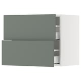 SEKTION / MAXIMERA Gabinete de pared+2 cajones, blanco/Nickebo verde grisáceo mate, 24x15x20 "