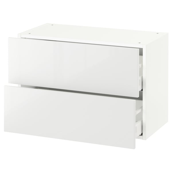 SEKTION / MAXIMERA Gabinete de pared+2 cajones, blanco/Ringhult blanco, 30x15x20 "