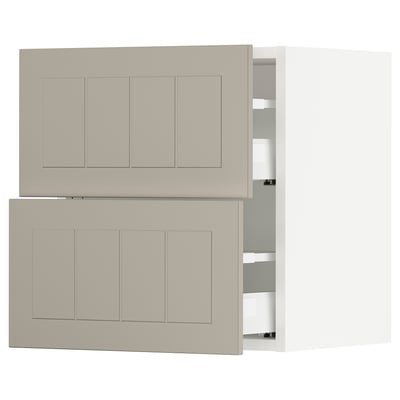 SEKTION / MAXIMERA Gabinete de pared+2 cajones, blanco/Stensund beige, 18x15x20 "