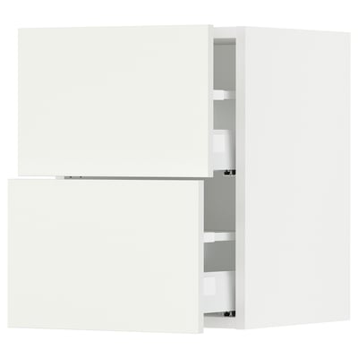 SEKTION / MAXIMERA Gabinete de pared+2 cajones, blanco/Vallstena blanco, 15x15x20 "