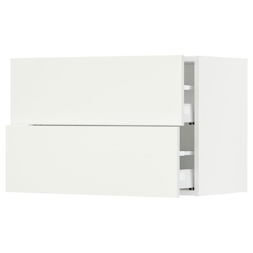 SEKTION / MAXIMERA Gabinete de pared+2 cajones, blanco/Vallstena blanco, 30x15x20 "