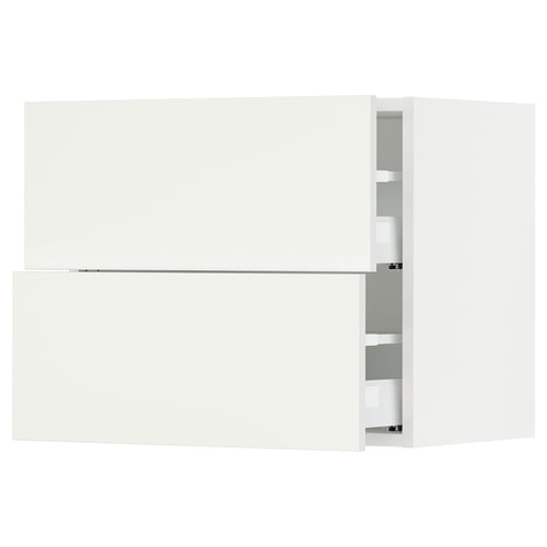 SEKTION / MAXIMERA Gabinete de pared+2 cajones, blanco/Vallstena blanco, 24x15x20 "