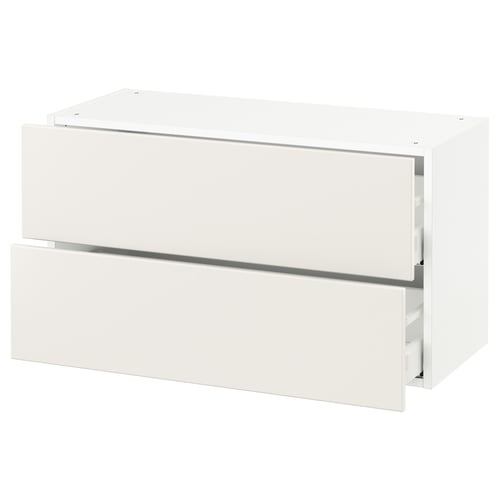 SEKTION / MAXIMERA Gabinete de pared+2 cajones, blanco/Veddinge blanco, 36x15x20 "