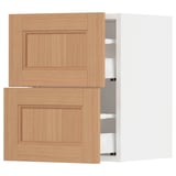 SEKTION / MAXIMERA Gabinete de pared+2 cajones, blanco/Vedhamn roble, 15x15x20 "