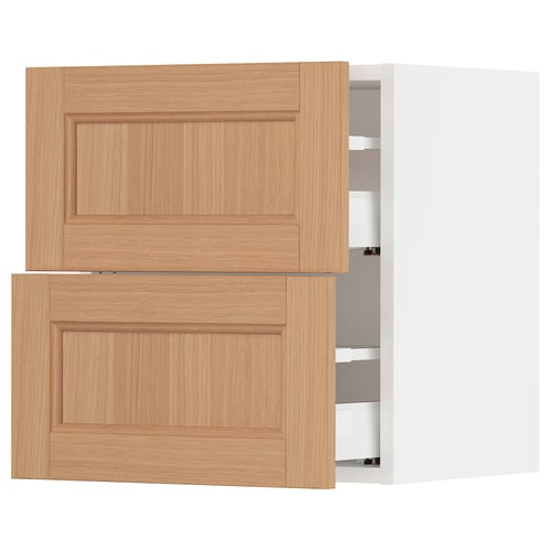 SEKTION / MAXIMERA Gabinete de pared+2 cajones, blanco/Vedhamn roble, 18x15x20 "
