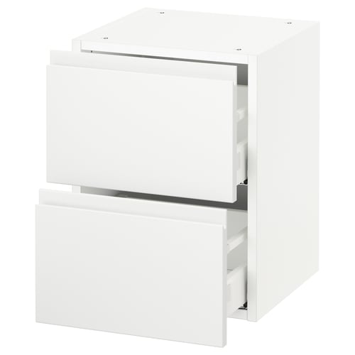 SEKTION / MAXIMERA Gabinete de pared+2 cajones, blanco/Voxtorp blanco mate, 15x15x20 "