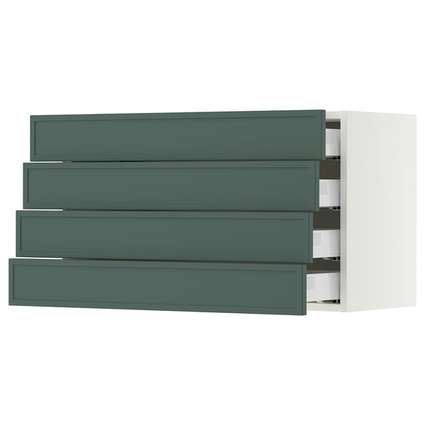 SEKTION / MAXIMERA Gabinete de pared+4 cajones, blanco/Aspudden gris verdoso oscuro, 36x15x20 "