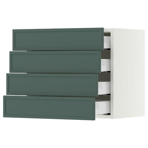 SEKTION / MAXIMERA Gabinete de pared+4 cajones, blanco/Aspudden gris verdoso oscuro, 24x15x20 "