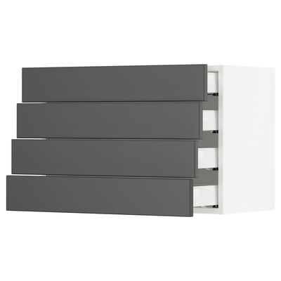 SEKTION / MAXIMERA Gabinete de pared+4 cajones, blanco/Axstad gris oscuro, 30x15x20 "