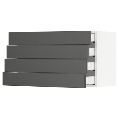 SEKTION / MAXIMERA Gabinete de pared+4 cajones, blanco/Axstad gris oscuro, 36x15x20 "