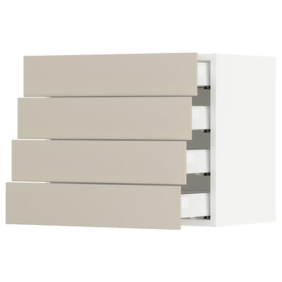 SEKTION / MAXIMERA Gabinete de pared+4 cajones, blanco/Havstorp beige, 24x15x20 "