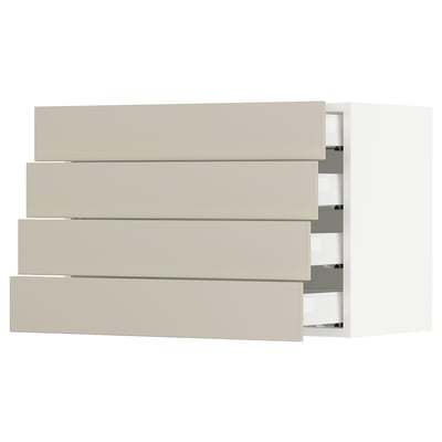 SEKTION / MAXIMERA Gabinete de pared+4 cajones, blanco/Havstorp beige, 30x15x20 "