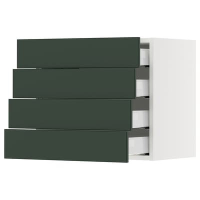 SEKTION / MAXIMERA Gabinete de pared+4 cajones, blanco/Havstorp verde oscuro, 24x15x20 "