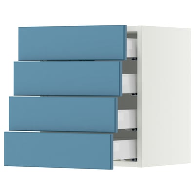 SEKTION / MAXIMERA Gabinete de pared+4 cajones, blanco/Lerhyttan azul, 18x15x20 "