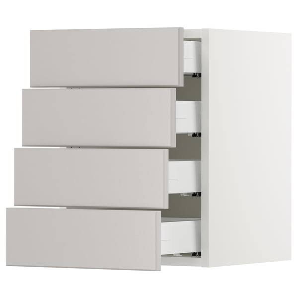 SEKTION / MAXIMERA Gabinete de pared+4 cajones, blanco/Lerhyttan gris claro, 15x15x20 "