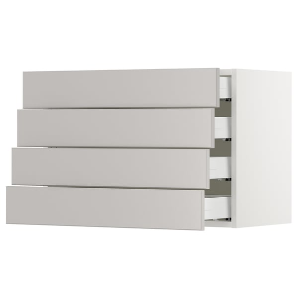 SEKTION / MAXIMERA Gabinete de pared+4 cajones, blanco/Lerhyttan gris claro, 30x15x20 "