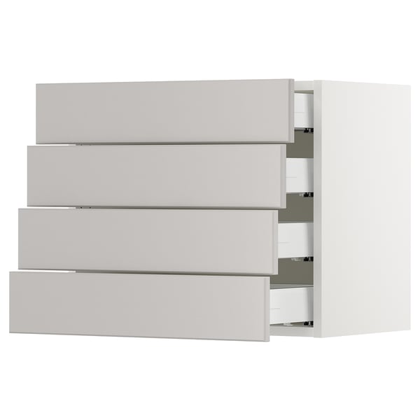SEKTION / MAXIMERA Gabinete de pared+4 cajones, blanco/Lerhyttan gris claro, 24x15x20 "