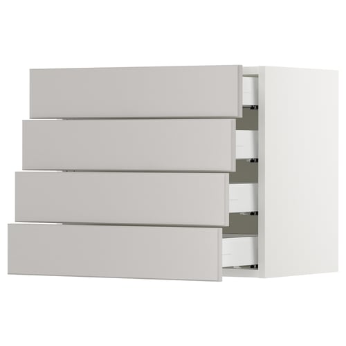 SEKTION / MAXIMERA Gabinete de pared+4 cajones, blanco/Lerhyttan gris claro, 24x15x20 "
