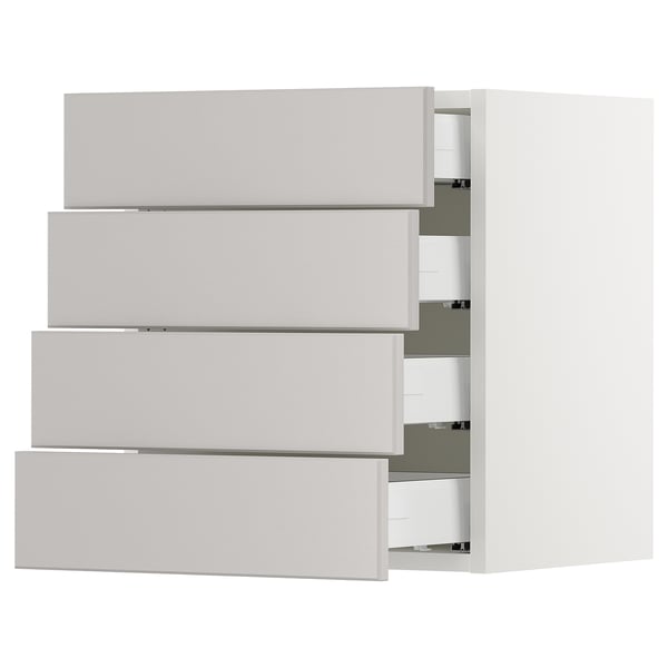 SEKTION / MAXIMERA Gabinete de pared+4 cajones, blanco/Lerhyttan gris claro, 18x15x20 "