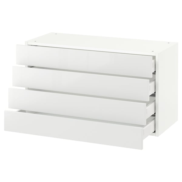SEKTION / MAXIMERA Gabinete de pared+4 cajones, blanco/Ringhult blanco, 36x15x20 "