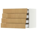 SEKTION / MAXIMERA Gabinete de pared+4 cajones, blanco/Sinarp chapa de roble, 30x15x20 "