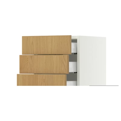 SEKTION / MAXIMERA Gabinete de pared+4 cajones, blanco/Sinarp chapa de roble, 15x15x20 "