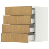 SEKTION / MAXIMERA Gabinete de pared+4 cajones, blanco/Sinarp chapa de roble, 18x15x20 "