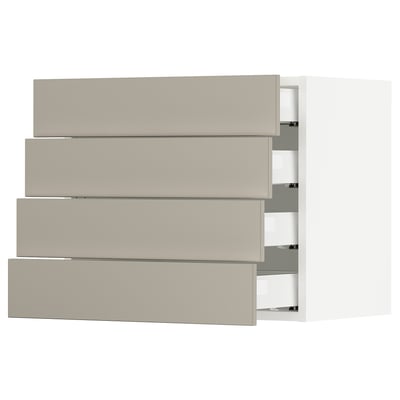 SEKTION / MAXIMERA Gabinete de pared+4 cajones, blanco/Stensund beige, 24x15x20 "