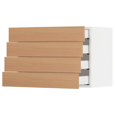 SEKTION / MAXIMERA Gabinete de pared+4 cajones, blanco/Vedhamn roble, 30x15x20 "