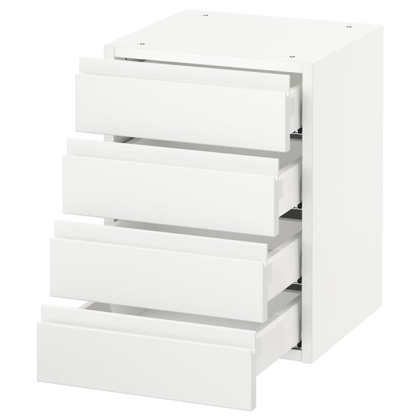 SEKTION / MAXIMERA Gabinete de pared+4 cajones, blanco/Voxtorp blanco mate, 15x15x20 "