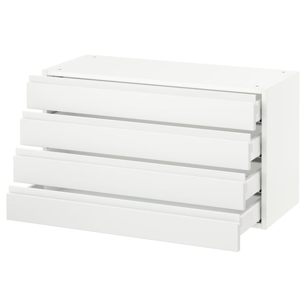 SEKTION / MAXIMERA Gabinete de pared+4 cajones, blanco/Voxtorp blanco mate, 36x15x20 "