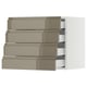 SEKTION / MAXIMERA Gabinete de pared+4 cajones, blanco/Voxtorp marrón grisáceo oscuro alto brillo, 24x15x20 "