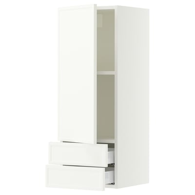 SEKTION / MAXIMERA Gabinete de pared+puerta/2 cajones, blanco/Aspudden blanco mate, 15x15x40 "