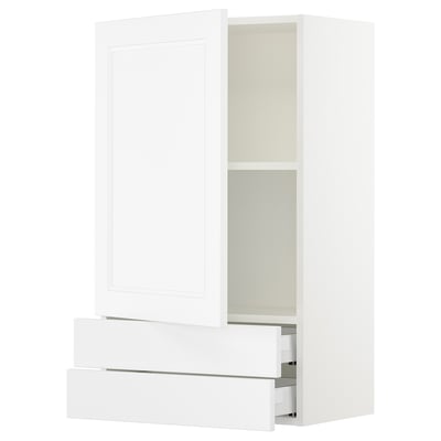 SEKTION / MAXIMERA Gabinete de pared+puerta/2 cajones, blanco/Axstad blanco mate, 24x15x40 "
