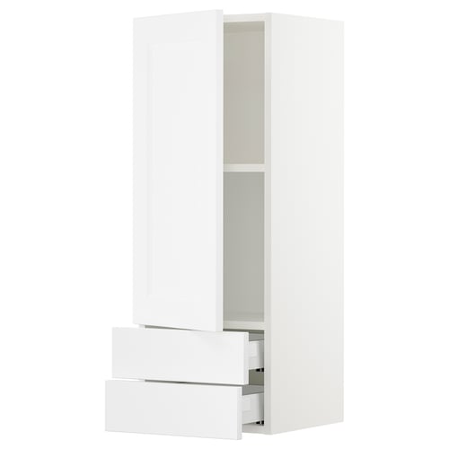 SEKTION / MAXIMERA Gabinete de pared+puerta/2 cajones, blanco/Axstad blanco mate, 15x15x40 "