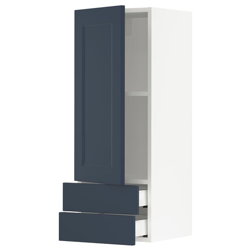 SEKTION / MAXIMERA Gabinete de pared+puerta/2 cajones, blanco Axstad/mate azul, 15x15x40 "