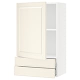 SEKTION / MAXIMERA Gabinete de pared+puerta/2 cajones, blanco/Bodbyn color hueso, 24x15x40 "