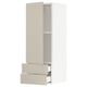 SEKTION / MAXIMERA Gabinete de pared+puerta/2 cajones, blanco/Havstorp beige, 15x15x40 "