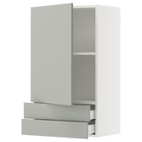 SEKTION / MAXIMERA Gabinete de pared+puerta/2 cajones, blanco/Havstorp gris claro, 24x15x40 "