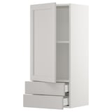 SEKTION / MAXIMERA Gabinete de pared+puerta/2 cajones, blanco/Lerhyttan gris claro, 18x15x40 "