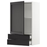 SEKTION / MAXIMERA Gabinete de pared+puerta/2 cajones, blanco/Lerhyttan teñido en negro, 24x15x40 "