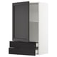 SEKTION / MAXIMERA Gabinete de pared+puerta/2 cajones, blanco/Lerhyttan teñido en negro, 24x15x40 "