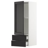 SEKTION / MAXIMERA Gabinete de pared+puerta/2 cajones, blanco/Lerhyttan teñido en negro, 15x15x40 "