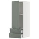 SEKTION / MAXIMERA Gabinete de pared+puerta/2 cajones, blanco/Nickebo verde grisáceo mate, 15x15x40 "