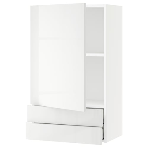 SEKTION / MAXIMERA Gabinete de pared+puerta/2 cajones, blanco/Ringhult blanco, 24x15x40 "