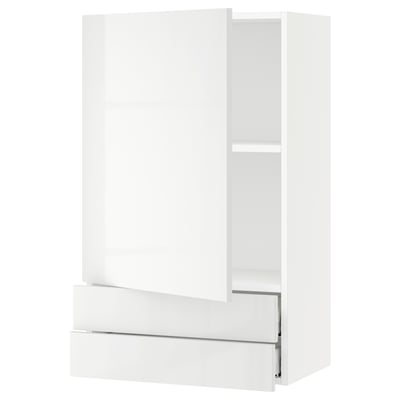 SEKTION / MAXIMERA Gabinete de pared+puerta/2 cajones, blanco/Ringhult blanco, 24x15x40 "