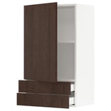 SEKTION / MAXIMERA Gabinete de pared+puerta/2 cajones, blanco/Sinarp marrón, 24x15x40 "