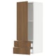 SEKTION / MAXIMERA Gabinete de pared+puerta/2 cajones, blanco/Tistorp efecto nogal marrón, 15x15x40 "