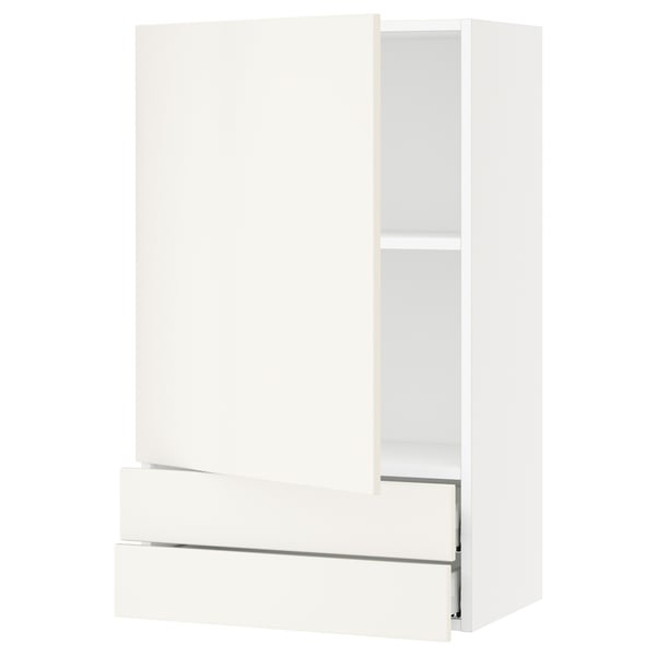 SEKTION / MAXIMERA Gabinete de pared+puerta/2 cajones, blanco/Veddinge blanco, 24x15x40 "