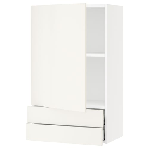 SEKTION / MAXIMERA Gabinete de pared+puerta/2 cajones, blanco/Veddinge blanco, 24x15x40 "